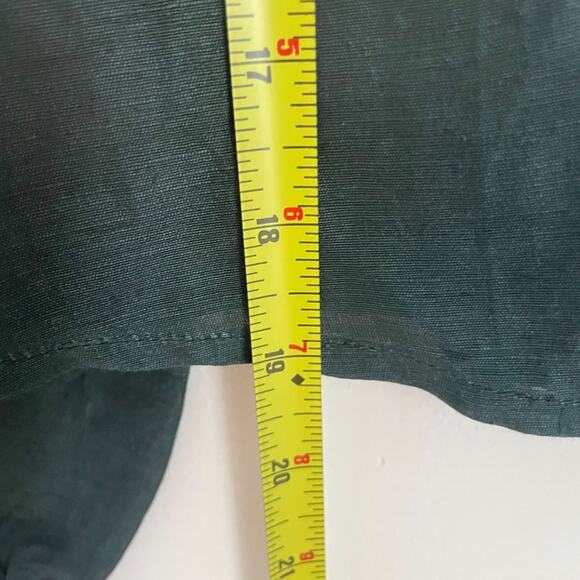 Folk Linen Blend Blouse S Green Embroidered Button Top Boho Cottagecore Romantic - Picture 9 of 9